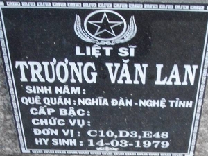 Nhắn tìm thân nhân liệt sỹ  Trương Văn Lan