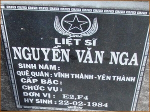 Nhắn tìm thân nhân liệt sỹ  Nguyễn Văn Nga