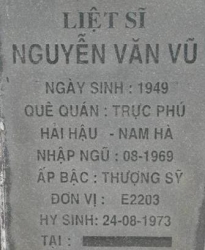 Tìm thân nhân liệt sĩ Nguyễn Văn Vũ