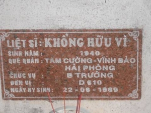 Tìm thân nhân liệt sĩ  Khổng Hữu Vì
