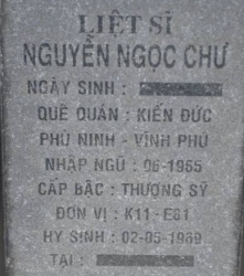 Tìm thân nhân liệt sĩ Nguyễn Ngọc Chư