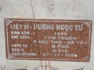 Nhắn tìm thân nhân liệt sỹ  Dương Ngọc Tư