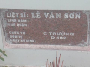 Nhắn tìm thân nhân liệt sĩ Lê Văn Sơn