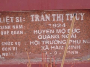 Nhắn tìm thân nhân liệt sỹ  Trần Thị Thủy