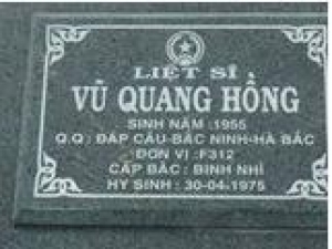 Tìm thân nhân liệt sĩ Vũ Quang Hồng