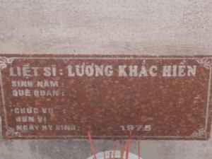 Nhắn tìm thân nhân liệt sĩ Lương Khắc Hiền