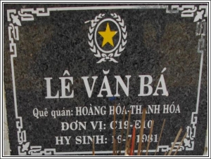 Nhắn tìm thân nhân liệt sỹ  Lê Văn Bá