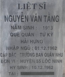 Tìm thân nhân liệt sĩ Lê Huy Tằng