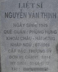 Tìm thân nhân liệt sĩ Nguyễn Văn Thịnh