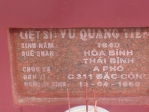 Nhắn tìm thân nhân liệt sỹ  Vũ Quang Tiến