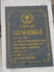  Nhắn tìm thân nhân liệt sỹ  Lưu Thị Hồng Lê