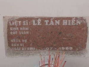 Nhắn tìm thân nhân liệt sĩ Lê Tấn Hiền
