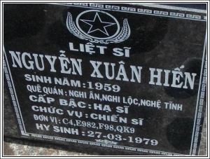 Nhắn tìm thân nhân liệt sỹ  Nguyễn Xuân Hiến