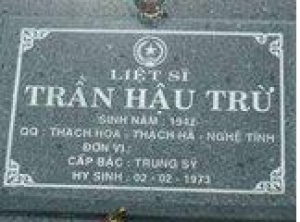 Tìm thân nhân liệt sĩ Trần Hậu Trừ
