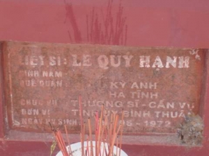 Nhắn tìm thân nhân liệt sỹ  Lê Quý Hạnh