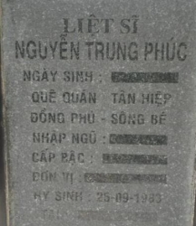 Tìm thân nhân liệt sĩ Nguyễn Trung Phúc