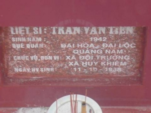 Nhắn tìm thân nhân liệt sỹ  Trần Văn Tiên