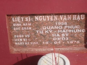 Nhắn tìm thân nhân liệt sỹ  Nguyễn Văn Hậu