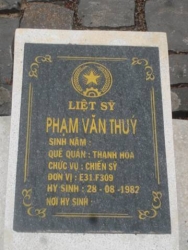 Nhắn tìm thân nhân liệt sỹ  Phạm Văn Thuý