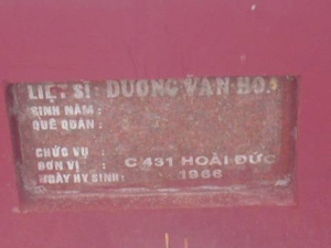 Nhắn tìm thân nhân liệt sĩ Dương Văn Hoa