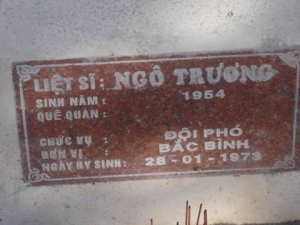 Nhắn tìm thân nhân liệt sĩ Ngô Trương