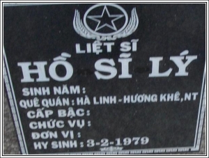Nhắn tìm thân nhân liệt sỹ  Hồ Sĩ Lý