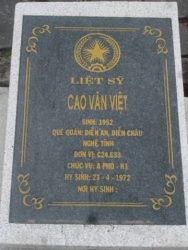 Nhắn tìm thân nhân liệt sỹ Cao Văn Việt