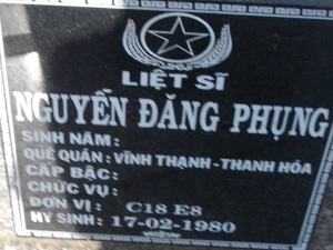 Nhắn tìm thân nhân liệt sỹ Nguyễn Đăng Phụng