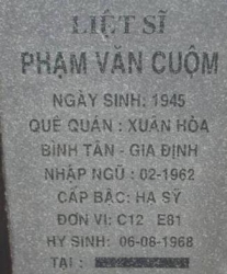 Tìm thân nhân liệt sĩ Phạm Văn Cuộm
