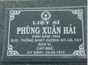 Tìm thân nhân liệt sĩ Phùng Xuân Hải