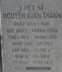 Tìm thân nhân liệt sĩ Nguyễn Xuân Thành