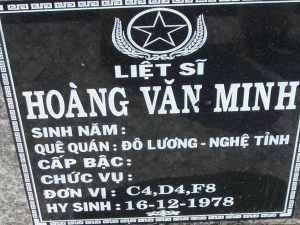 Nhắn tìm thân nhân liệt sỹ  Hoàng Văn Minh