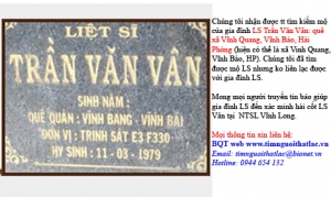 Nhắn tìm thân nhân liệt sĩ Trần Văn Vân