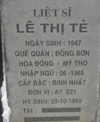 Tìm thân nhân liệt sĩ Lê Thị Tẻ