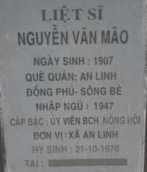 Tìm thân nhân nhân liệt sĩ Nguyễn Văn Mão