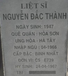 Tìm thân nhân liệt sĩ Nguyễn Đắc Thành