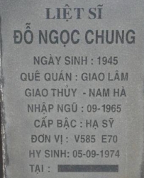 Tìm thân nhân liệt sĩ Đỗ Ngọc Chung