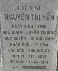 Tìm thân nhân liệt sĩ Nguyễn Thị Yến