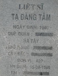 Tìm thân nhân liệt sĩ Tạ Đăng Tâm