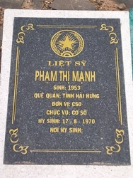 Nhắn tìm thân nhân liệt sỹ  Phạm Thị Mạnh 