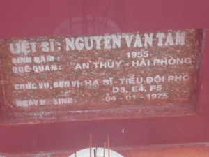 Nhắn tìm thân nhân liệt sỹ Nguyễn Văn Tâm