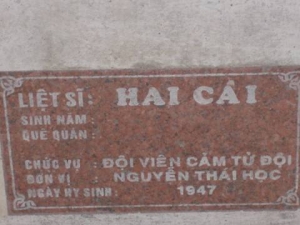 Nhắn tìm thân nhân liệt sỹ  Hai Cái