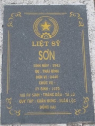 Nhắn tìm thân nhân liệt sỹ Sơn