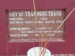 Nhắn tìm thân nhân liệt sỹ  Trần Ngọc Thành