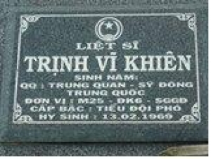Tìm thân nhân liệt sĩ Trịnh Vĩ Khiên