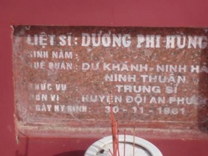 Nhắn tìm thân nhân liệt sỹ Dương Phi Hùng