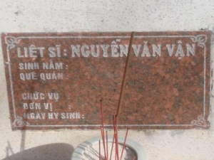 Nhắn tìm thân nhân liệt sĩ Nguyễn Văn Vận