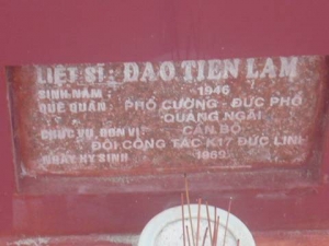 Nhắn tìm thân nhân liệt sỹ  Đào Tiên Lâm