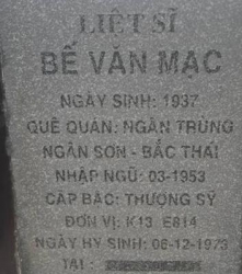 Tìm thân nhân liệt sĩ Bế Văn Mạc