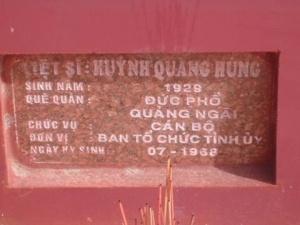 Nhắn tìm thân nhân liệt sỹ  Huỳnh Quang Hùng
